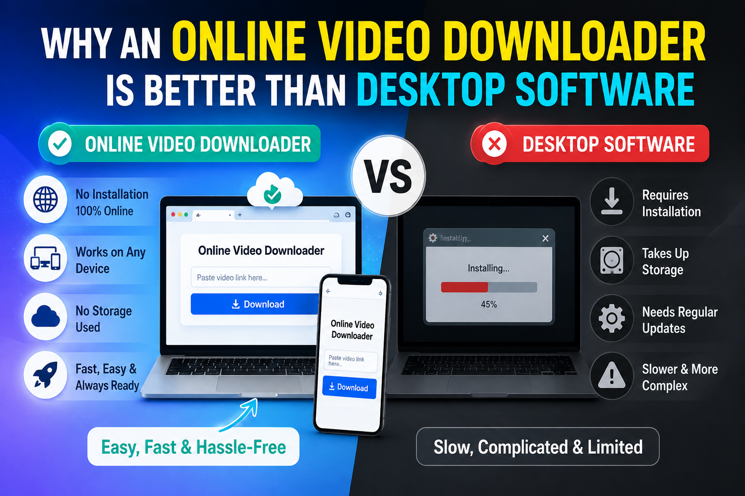 A visual comparison between a browser window icon and a desktop application icon.